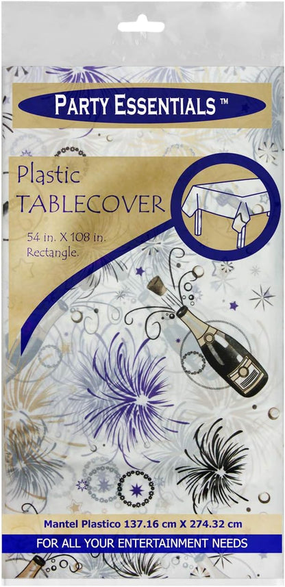 54" 108" 1-Count, Party Essentials Heavy Duty Disposable x Printed Plastic Rectangle Table Cover/ Tablecloth/ Banner