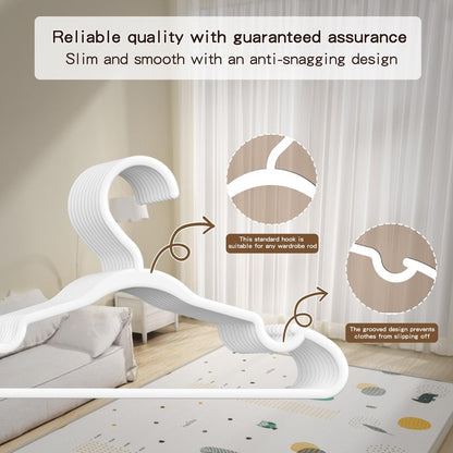 60 Pack Baby Plastic Hangers,12.83" Ultra-Thin,Non-Slip Hangers for Children. Ideal for Closets and Nurseries.Designed for Newborns and Children's Clothing,Including Trousers,Coat,Dresses.(White)