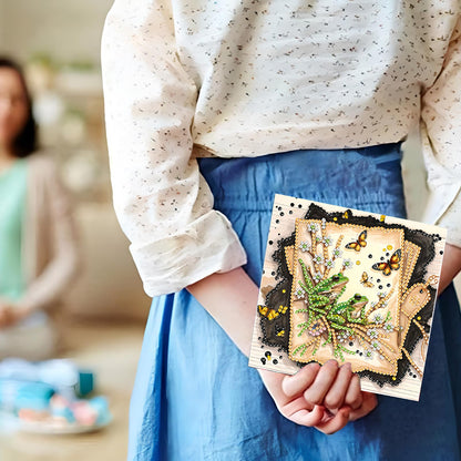 ACSAUMMY DIY Diamond Birthday Greeting Cards Art Kits with Envelopes 6pcs Flower Diamond Painting Kits 5D Gem Art Blank Birthday Diamond Painting Greeting Cards Assortment for Family Friends Colleague