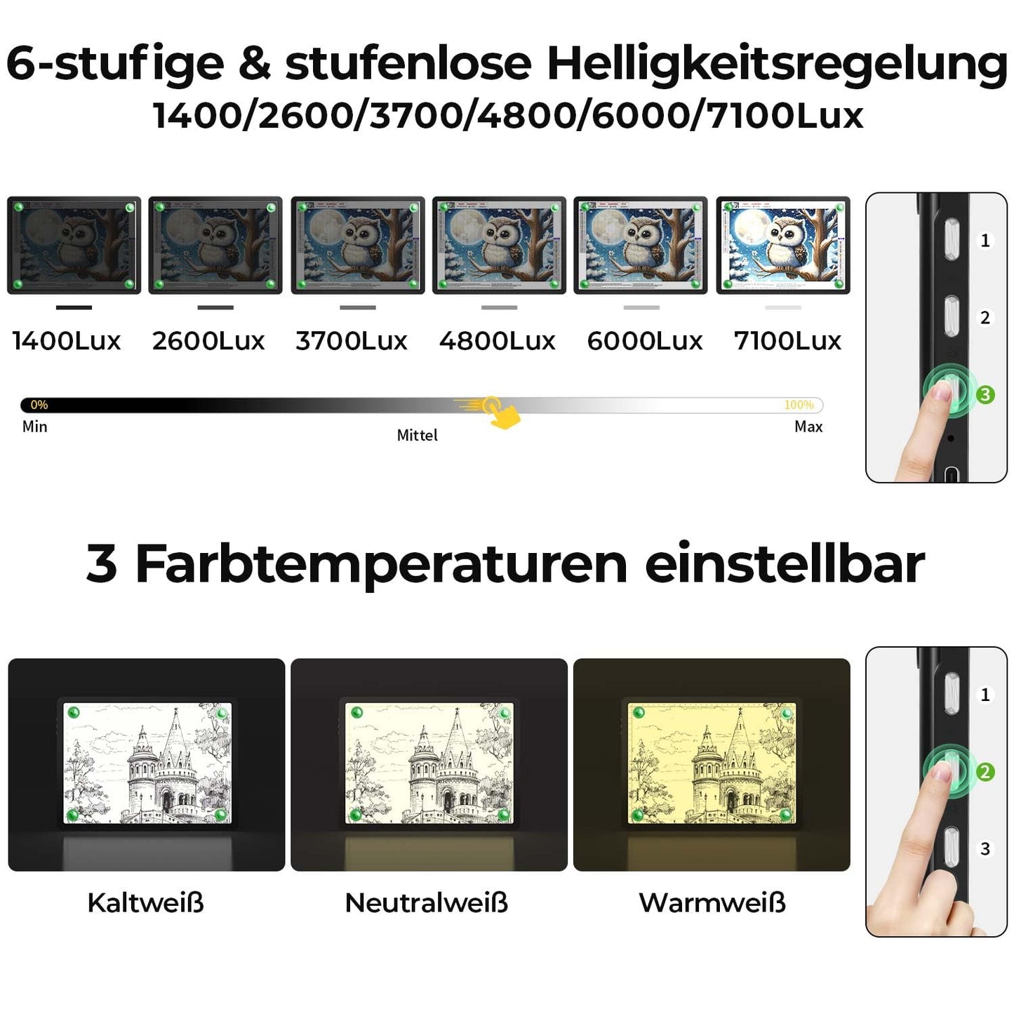 Zocelight Rechargeable A4 Light Pad with Built-in Stand,Super Bright Magnetic Light Table with Physical Buttons,Wireless Light Box for Tracing, Light Board for Diamond Painting,Sketching Weeding Vinyl