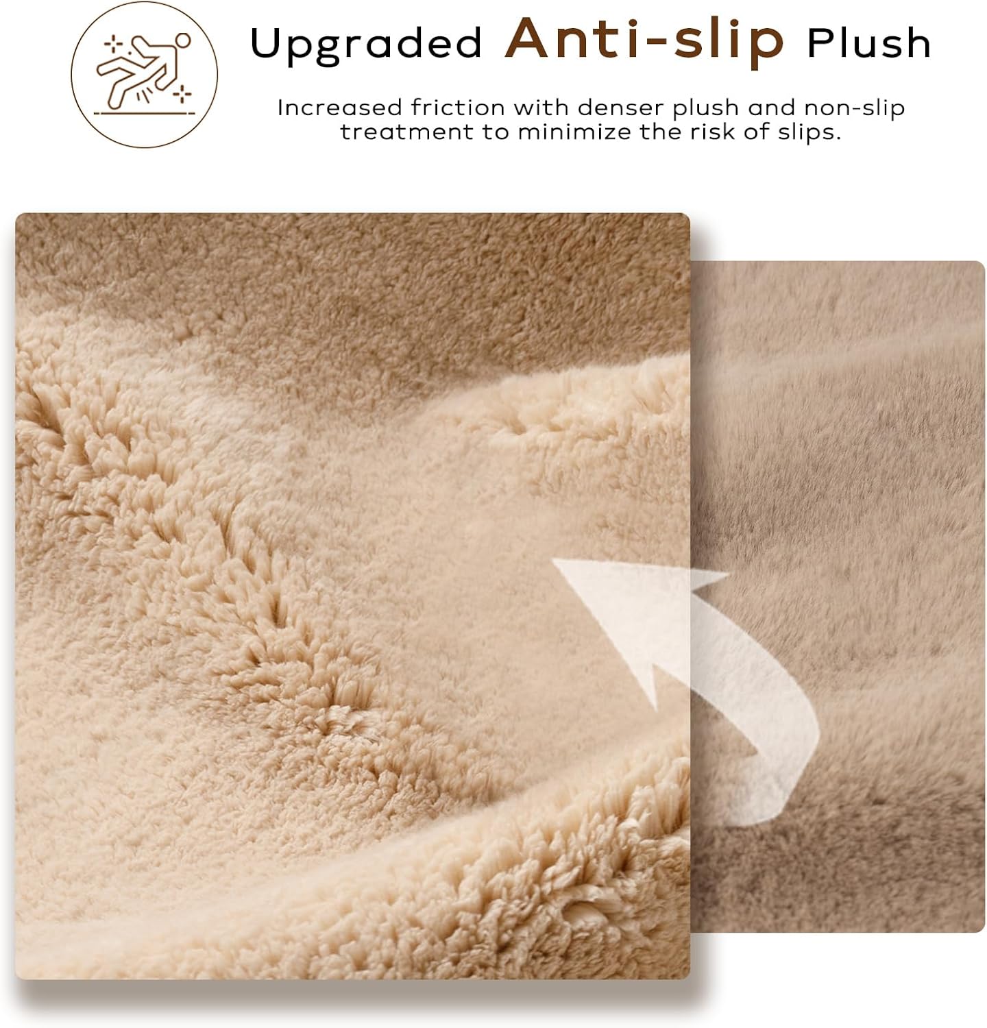 Ashler Ultra Soft Faux Rabbit Fur Rug, 3 x 3 Feet Round, Beige, Machine Washable Nursery Decor