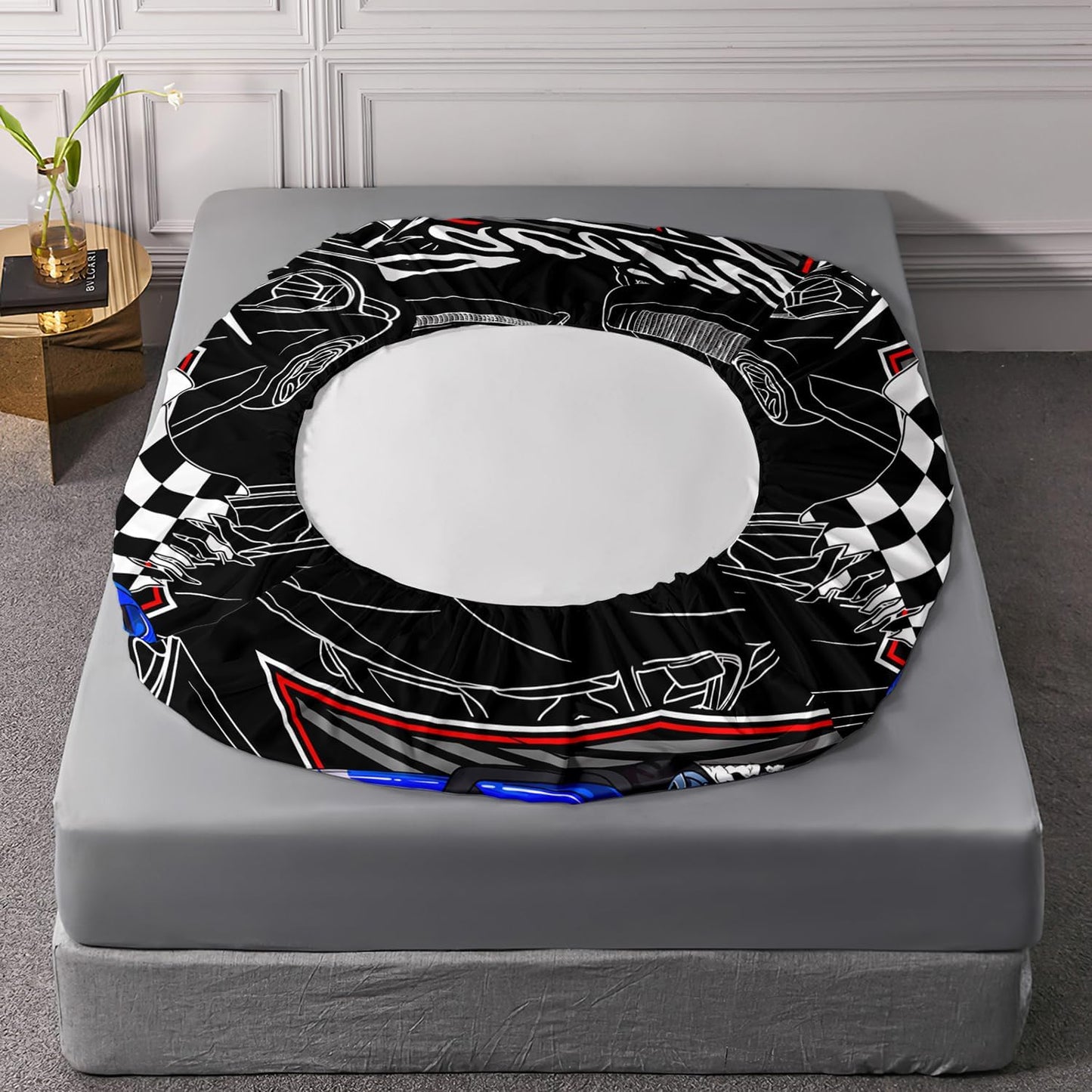 Set 3PCS,1 2 AILONEN Blue Racing Car Fitted Sheet Twin Size, Speed Sports Car Bed Sheet for Kids Boys Teens,Extreme