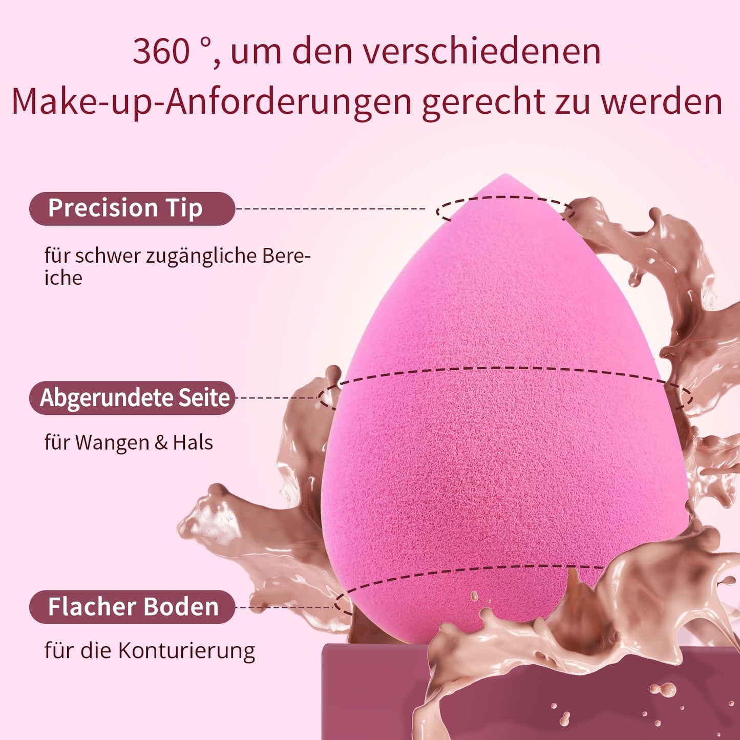 BEAKEY Super Soft Makeup Sponge Set of 6, Makeup Sponges for Foundation, Liquid, Cream and Powder, Pink Beauty Sponge for Blending, 0 Latex Blender