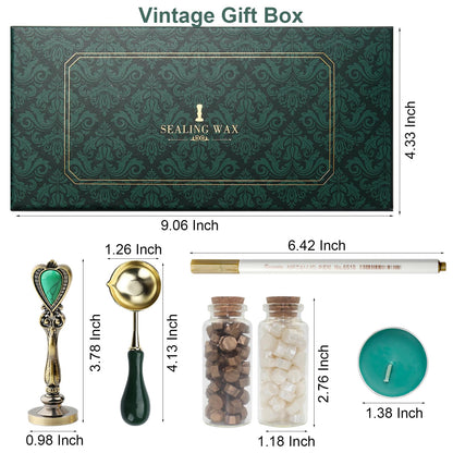 Letter Wax Seal Stamp Kit, Andotopee Wax Seal Kit Initial Alphabet M Sealing Wax Stamp Head 3pcs, Vintage Wax Stamp Seal Kit with Wax Seal Beads, Wax Seal Warmer Tools, Wax Seal Pen, Gift Box Set