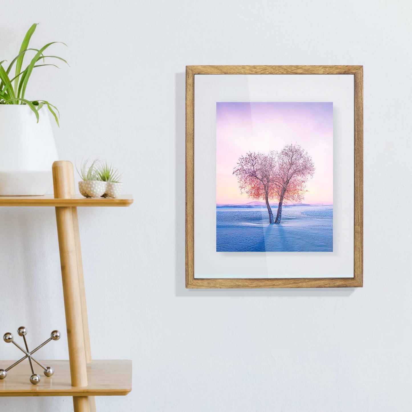DLQuarts 11x14 Floating Photo Picture Frame, Floating Display for Photos 8x10, 7x9, 5x7, 8.5x11 Certificate, or Full Display for 11x14 Photos, Solid Wood, Double Glass, 2 Pack, Carbonized Brown
