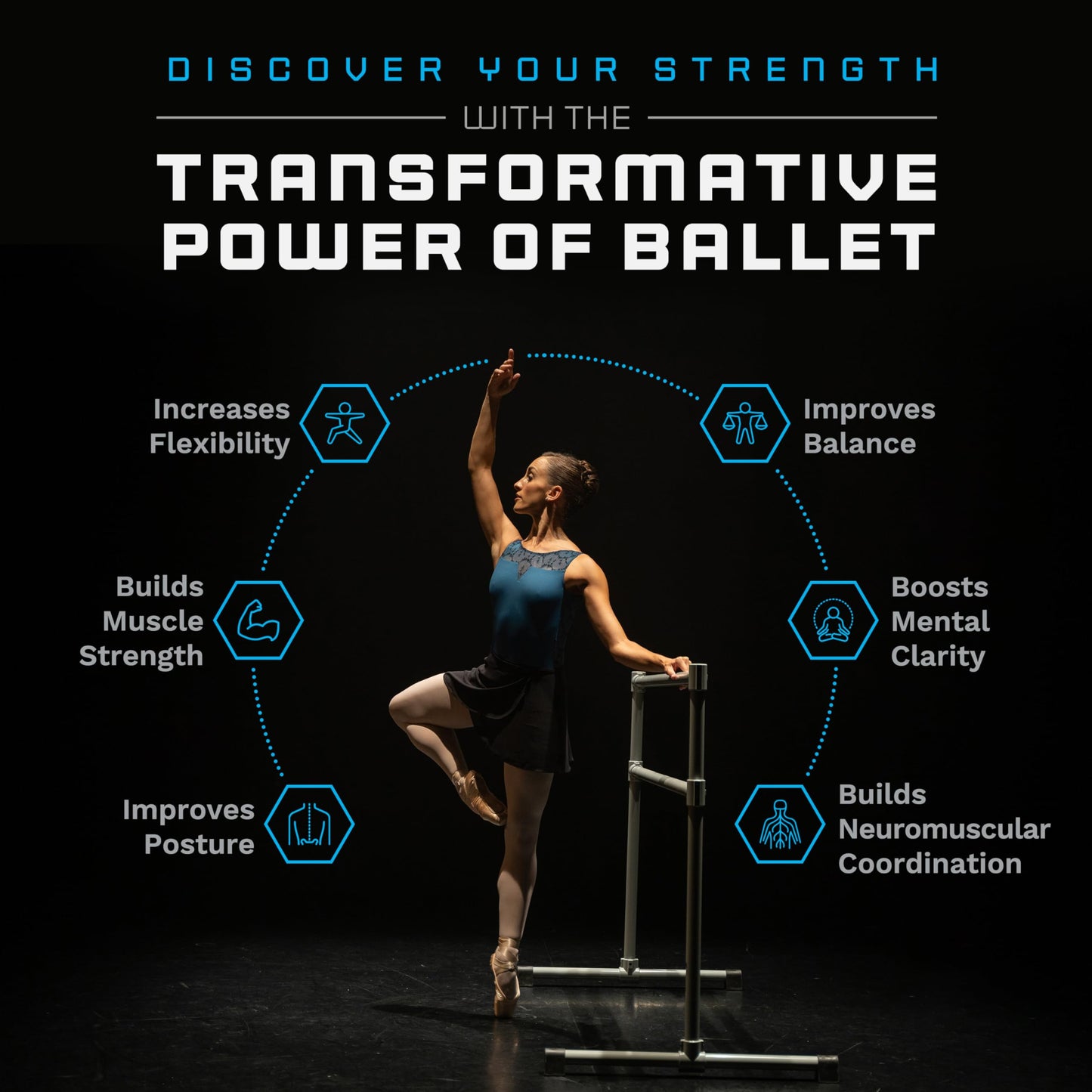 VITA Barre Portable Freestanding Double Ballet Barre, Extreme, 6 Ft Bars, Purple, Steel | Fixed Height, Made in USA, Home or Gym Exercise Equipment for Kids & Adults | Dance, Fitness, Pilates