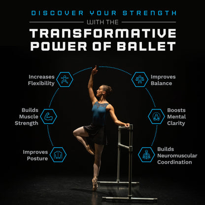 VITA Barre Portable Freestanding Double Ballet Barre, Extreme, 4 Ft Bars, Satin Silver, Steel | Fixed Height, Made in USA, Home or Gym Exercise Equipment for Kids & Adults | Dance, Fitness, Pilates