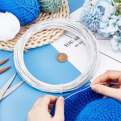 HOBBIESAY 43.74 Yard 0.06inch White Floral Wires Metal Memory Wire Bendable Anodized Metal Wire Iron Craft Sculpting Flexible Modeling Wires for Sculpting Hat Styling Strip
