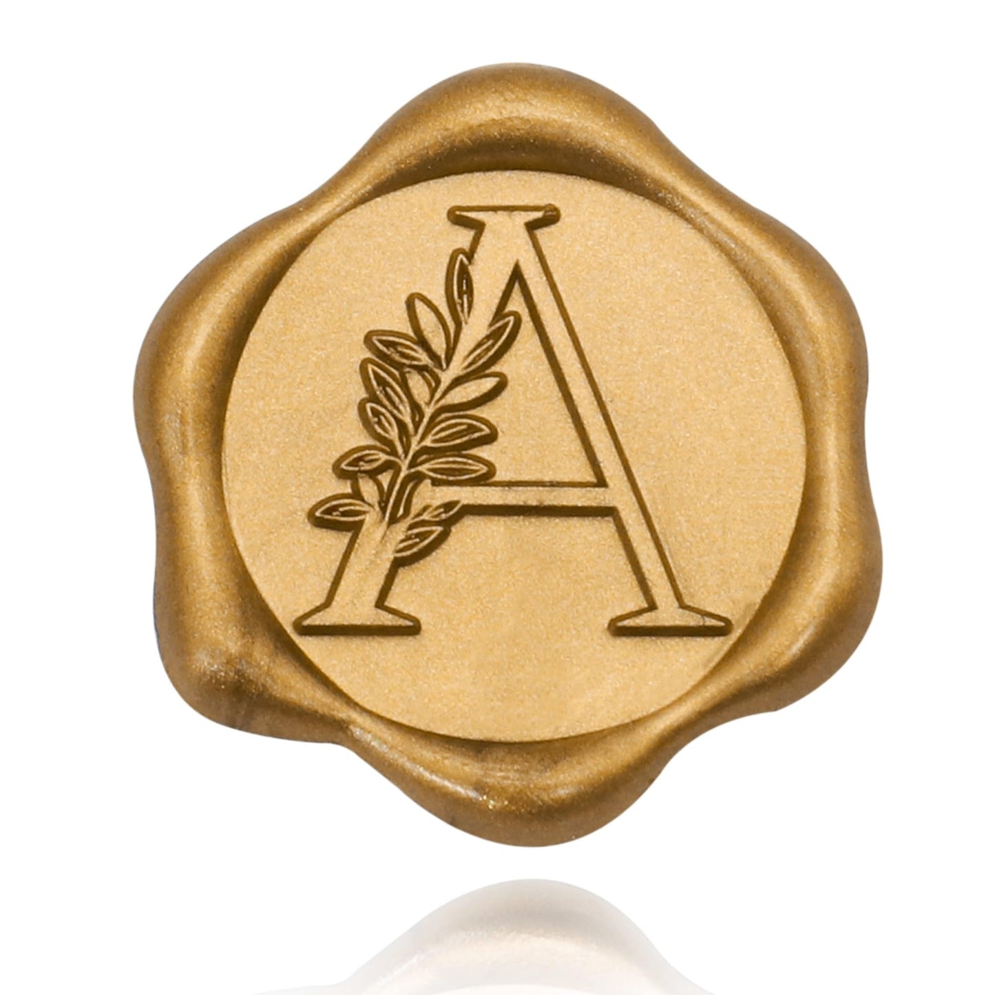 SWANGSA 50 Pack Letter A Wax Seal Stickers, Antique Gold Botanical Leaves Initial Self-Adhesive Wax Stickers for Wedding Party Invitation Envelope