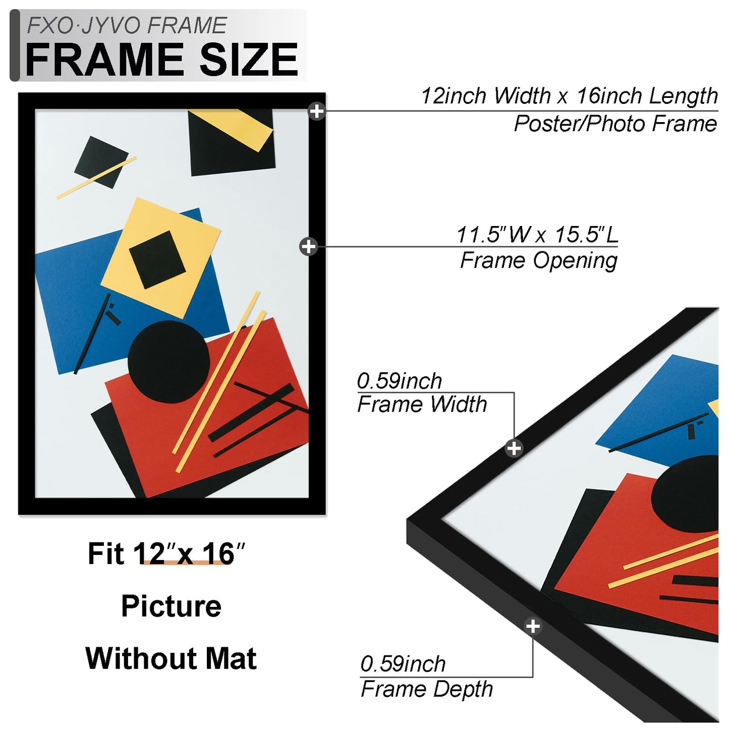 Fxojyvo 5x7 Picture Frame Collage Set of 6, Display 4 5x7 Picture Collage or 12x16 Photo Only Without Mat, Light Weight and High Transparent Frame for Wall - 6 Pack/Black/4-Openings