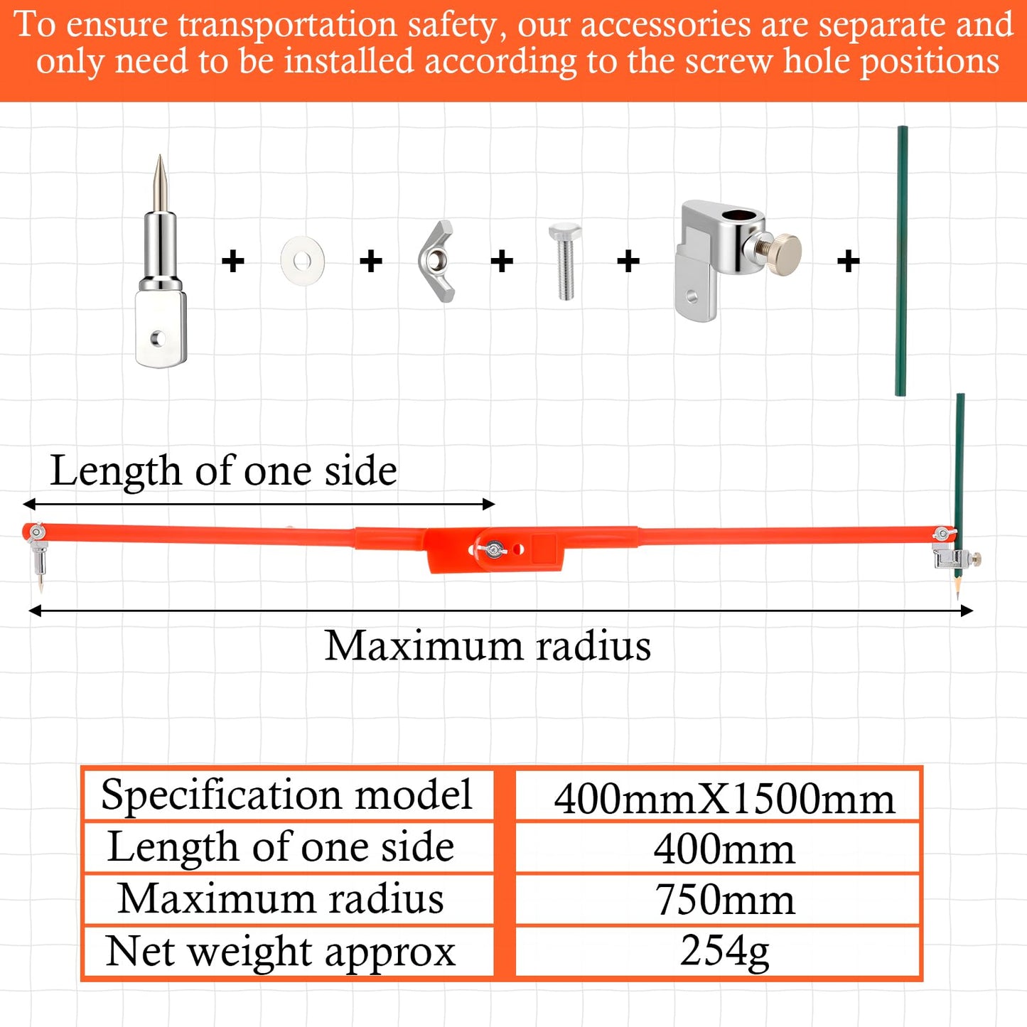 Sabary 15.7 Inch Professional Large Compass with Pencil Holder Woodworking Compass Pencil Marking Carpenters Geometry Tool Circle Maker for Geometry Drafting Art Drawing Circles