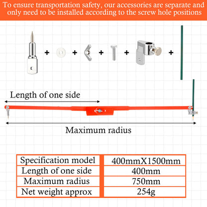 Sabary 15.7 Inch Professional Large Compass with Pencil Holder Woodworking Compass Pencil Marking Carpenters Geometry Tool Circle Maker for Geometry Drafting Art Drawing Circles