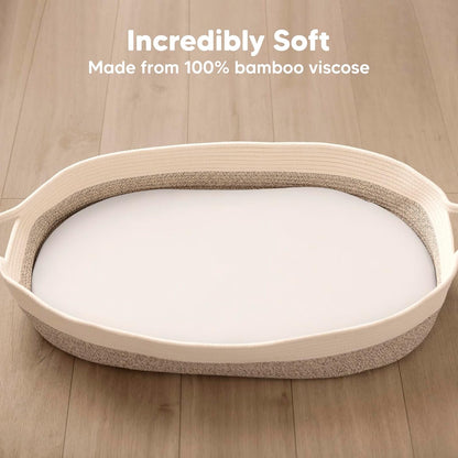 Skiennix Baby Bassinet Sheets - Soft Viscose Bamboo Fitted Sheets | 33x17, 2-Pack, Compatible with Halo & Graco