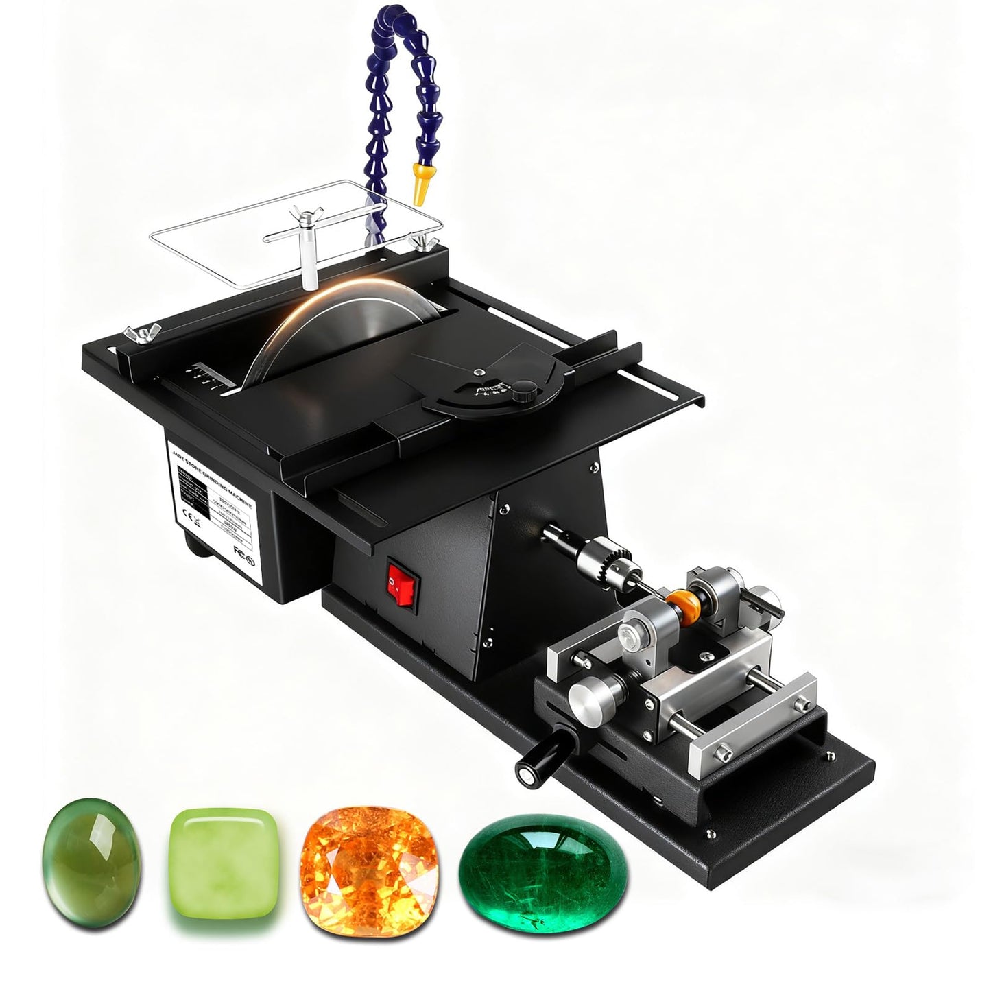 Lapidary Equipment 1850W with 180mm Diamond Blade, Rock Polisher, Jewelry Rock Saw, Rock Cutter for DIY Lapidary Grinding Engraving Polishing Drilling