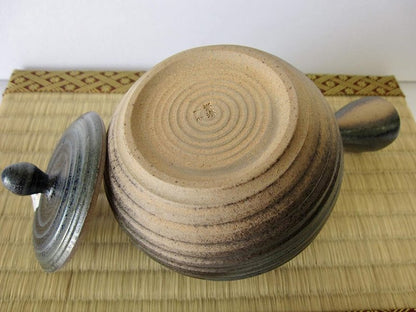 Yamakiikai Y238 Tokoname Ware Isshin Saku Round Teapot, 12.2 fl oz (360 ml), Ash Glazed Wheeler