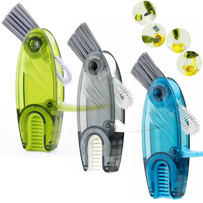 4 in 1 Cup Lid Cleaning Brush Set Multifunctional Bottle Brush Cleaner Tiny Bottle Cup Lid Brush Straw Cleaner Tools Mini Silicone Bottle Cup-Holder Cleaner with Hook Remover Blue Green Grey