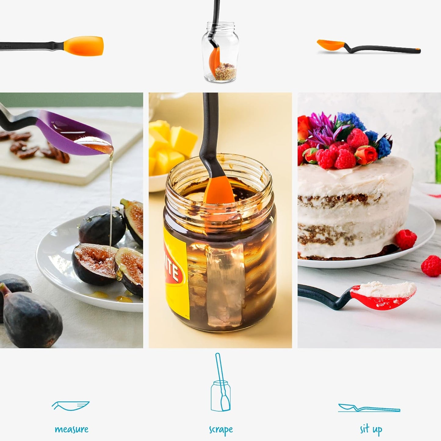 Dreamfarm Mini Supoon Non-Stick Spoon - Sit-Up Silicone Scraping, Cooking, 8" Orange