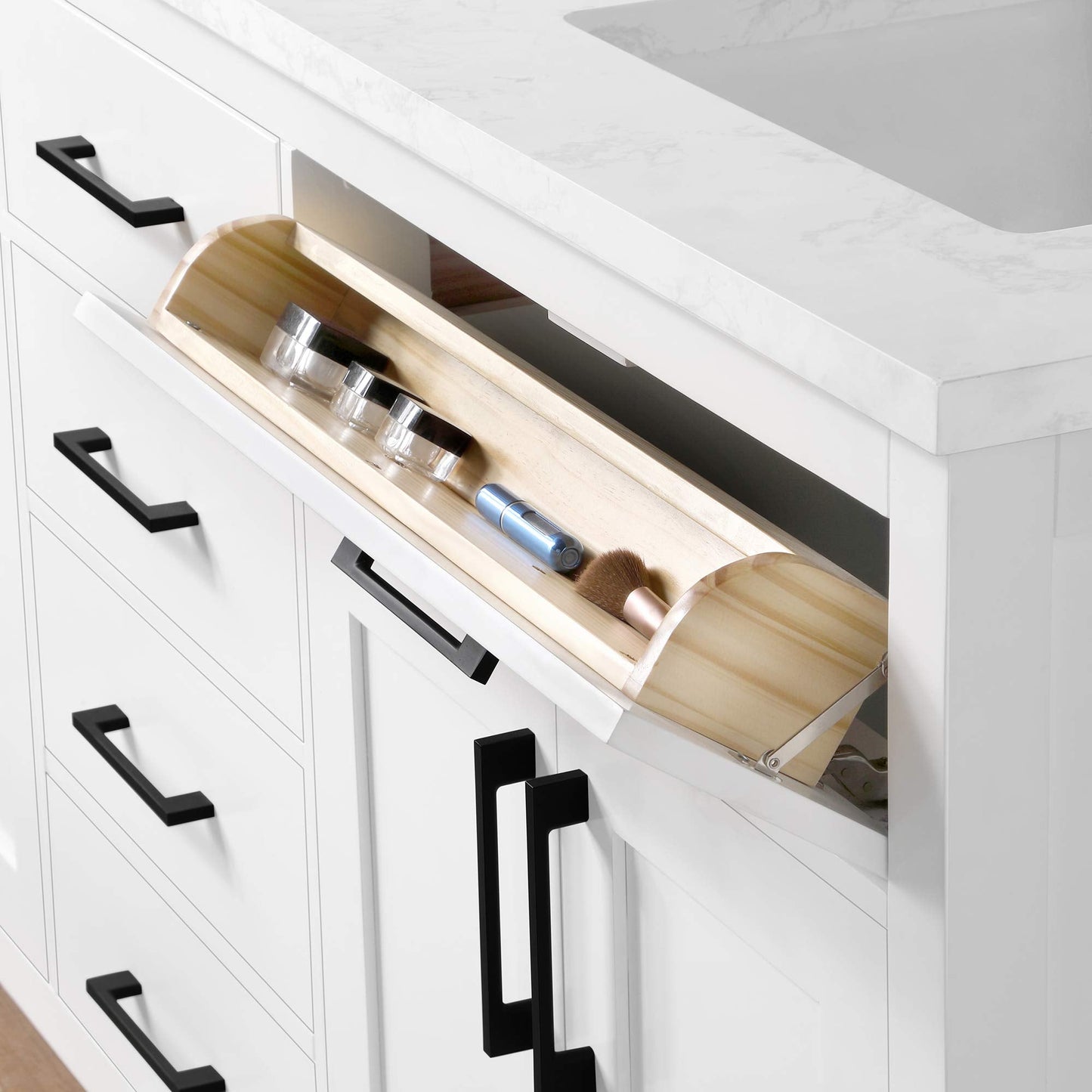 OVE Decors Athea 72" Double Undermount Sink Bathroom Vanity with Cultured Marble Countertop, Backsplash, Power Bar, in White Finish