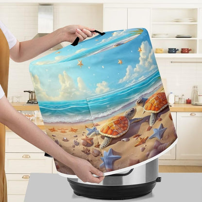 Sea Turtle Air Fryer Dust Cover, Beach Cover with Top Handle and Storage Pockets for Kitchen Appliances