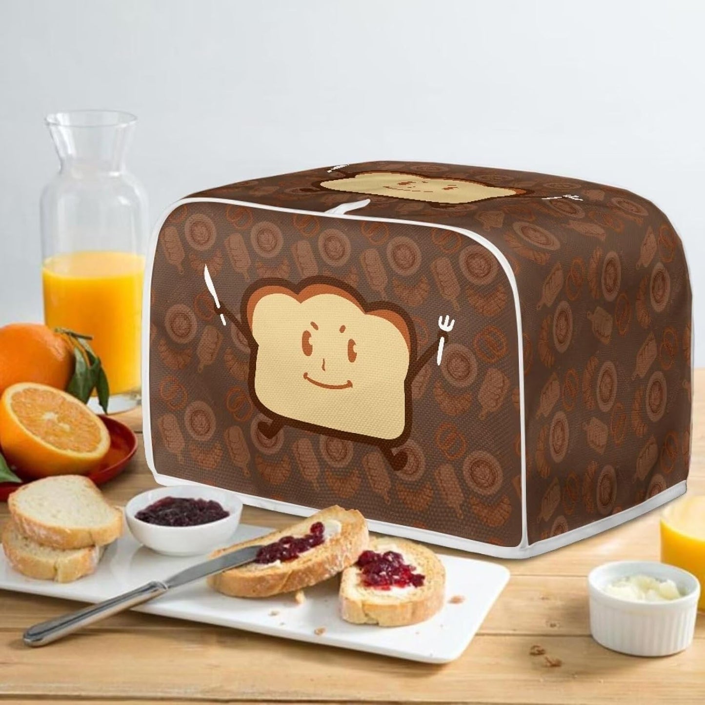 Cartoon Toast Toaster Cover, Pink Kitchen Broiler Organizer Bag with Top Handle, Water Proof, Dust & Fingerprint