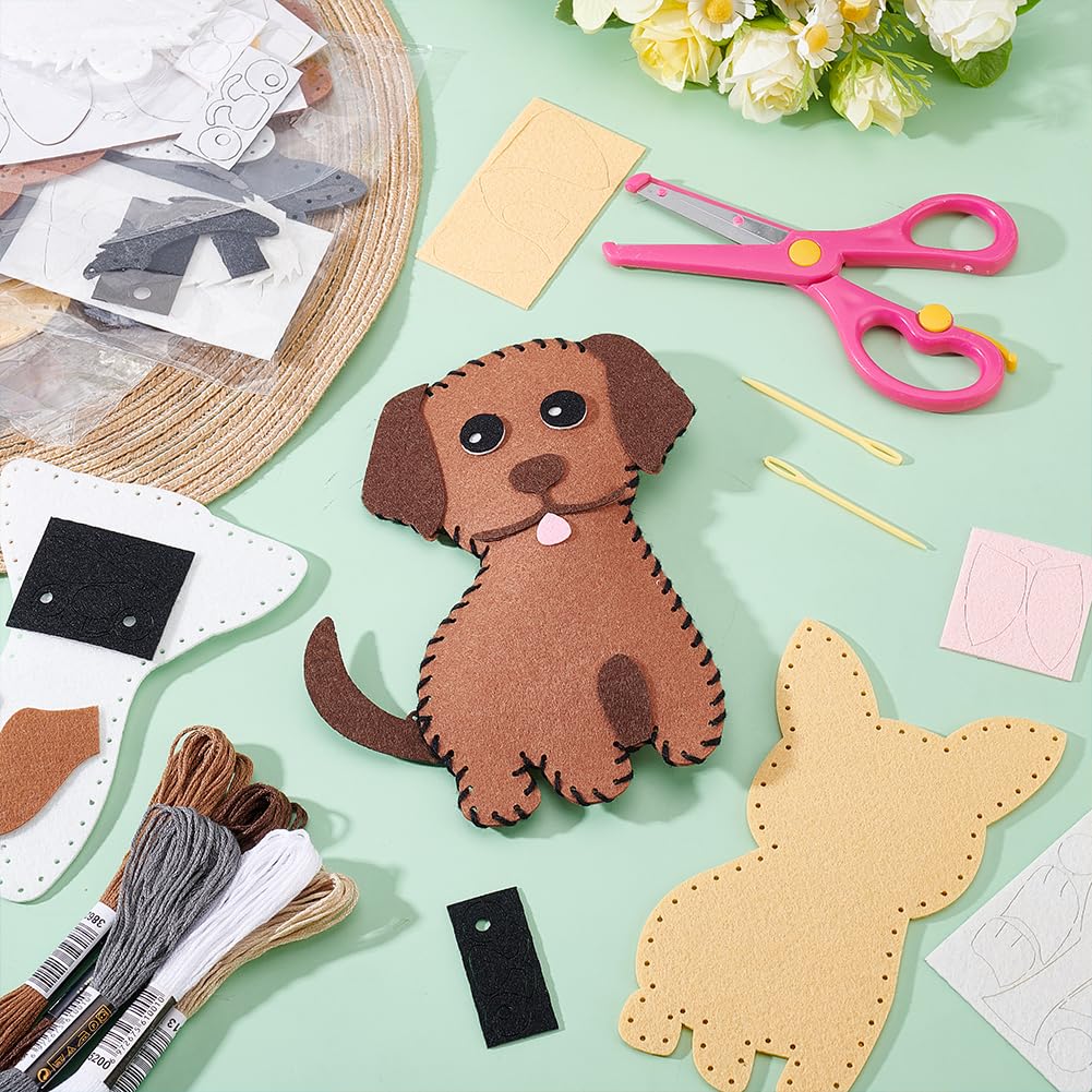 AHANDMAKER Sewing Felt Craft Kit Puppy Felt DIY Crafting and Sewing Set Dog Shape Stuffed Animal Making Set for Beginners Craft, Christmas Birthday Gift