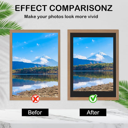 15 Pack 12x16 9x12 Black Picture Mats, Frame Mattes for Pictures Display Photo Frame Mat Core Bevel Cut Mat Board Show
