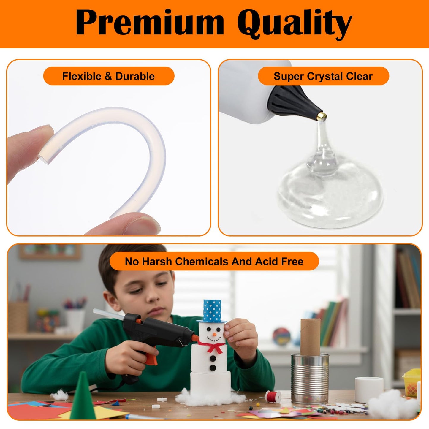 200 Pack Mini Hot Glue Sticks, Clear Hot Glue Sticks, 4 Inch and 8 mm Diameter High Viscosity All-Purpose Glue Stick for DIY Art, Craft General Repairs, Festival Home Decoration