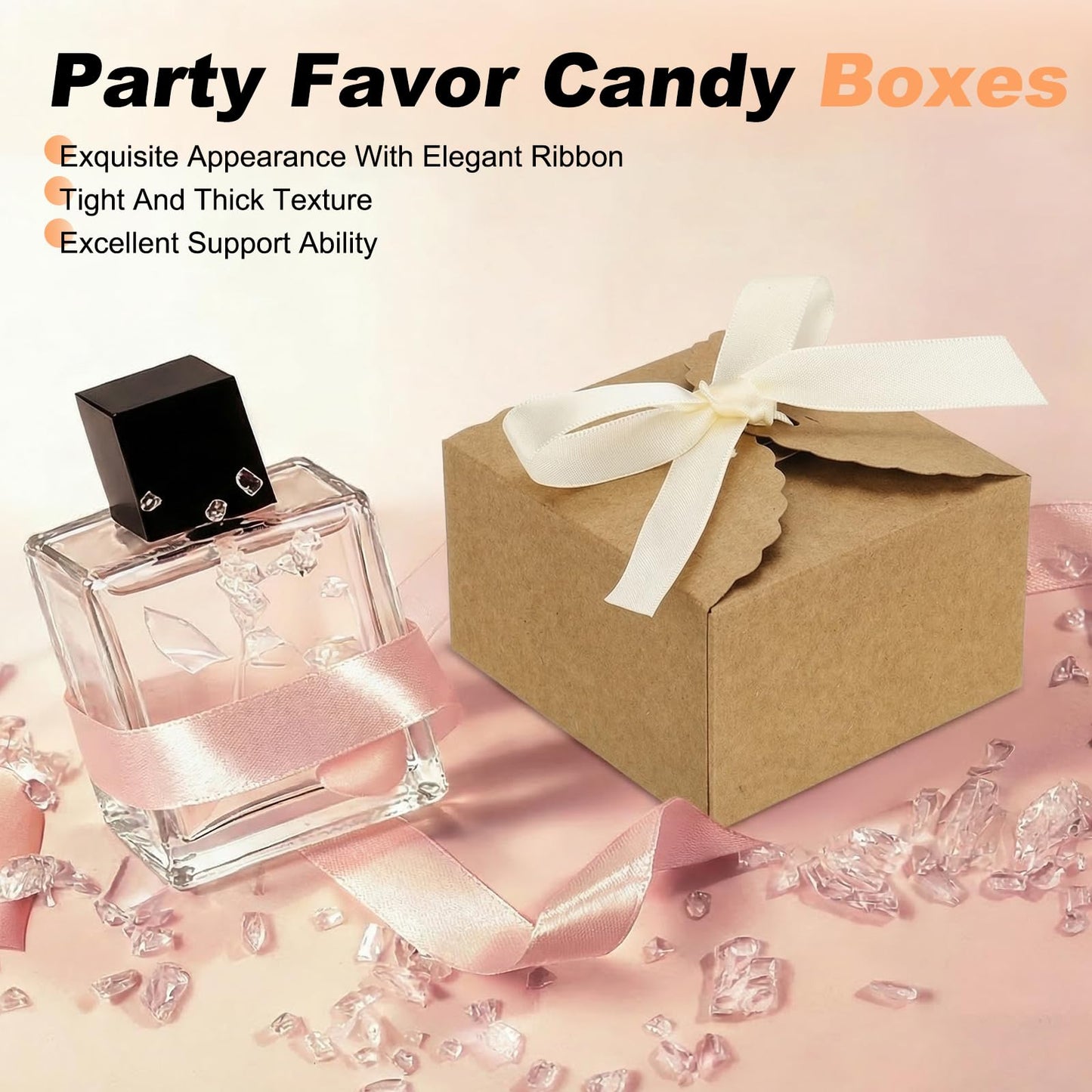 PATIKIL Party Favor Candy Box with Ribbons, (Yellow)(30Pcs), Kraft Paper Colorful Treat Gift Boxes for Wedding/Birthday Party/Anniversary