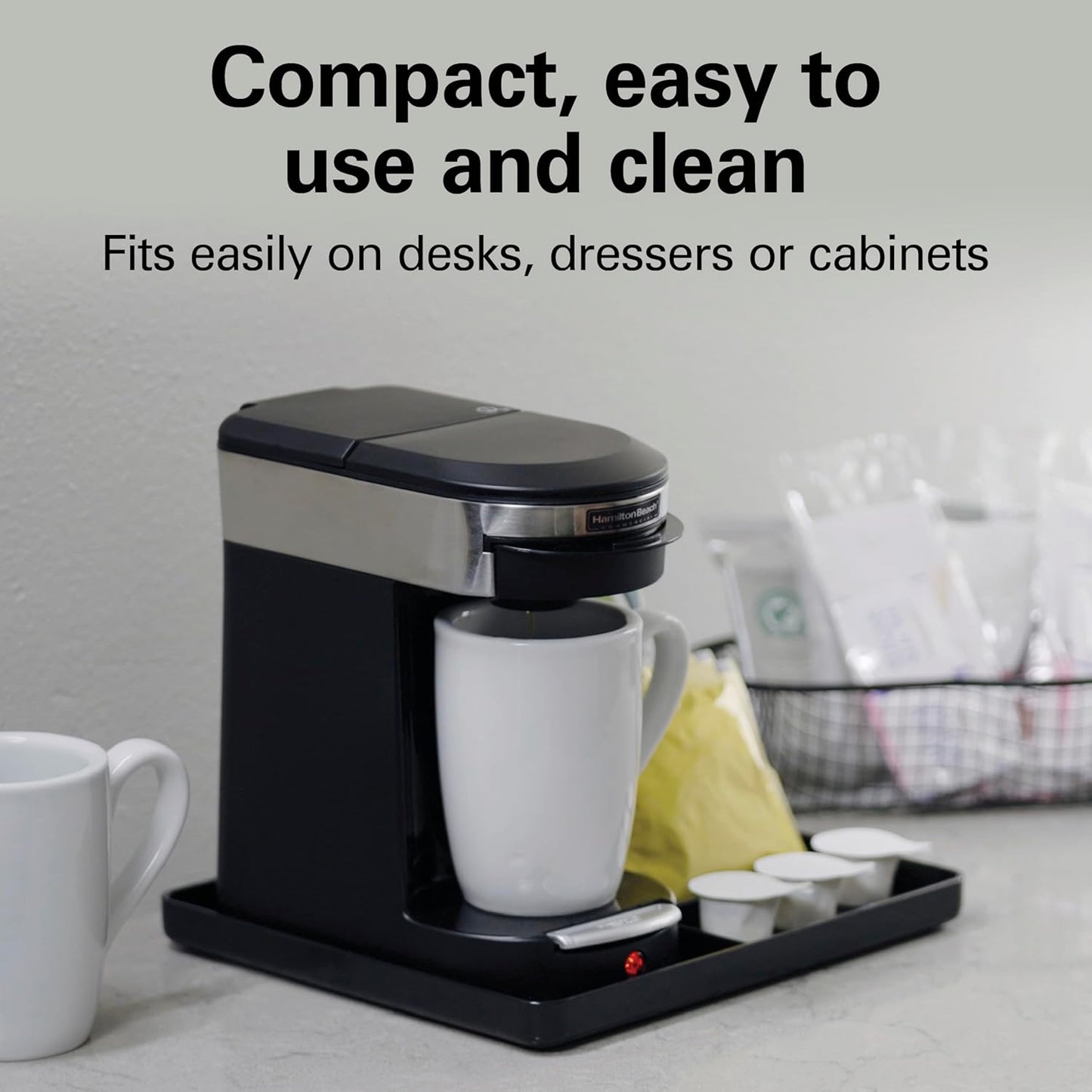 Commercial 1-Cup 3-Minute HDC200S-CA Hamilton Beach Deluxe Coffee Maker, Black/Stainless-Steel, Brew Time, Auto