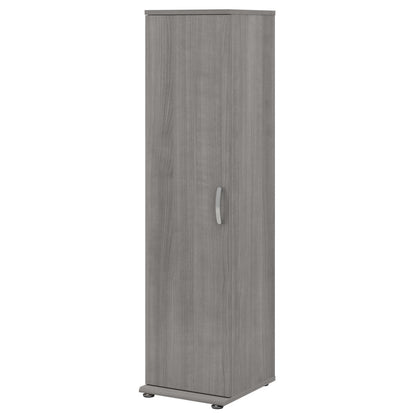 Bush Business Furniture Universal Narrow Linen Tower with Door and Shelves in Platinum Gray