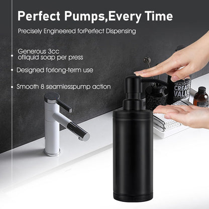 GAPPO Matte Black Soap Dispenser, Stainless Steel Metal Pump Hand Lotion Bottle for Bathroom, Bedroom, Kitchen (300ML)