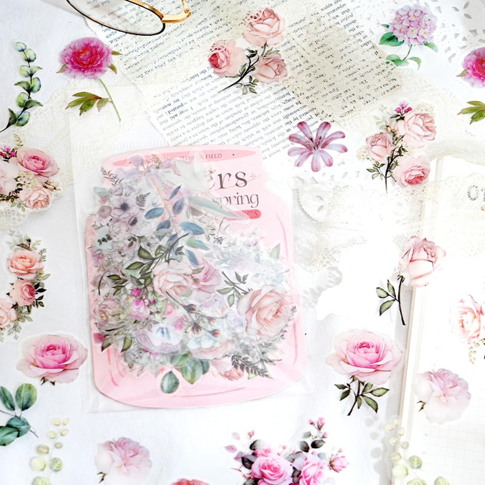 Obujopal 600 Pcs Natural Botanical Flower Stickers, Wildflower Stickers for Scrapbooking Junk Journal Notebook Diary Planner Letter Envelope Water Bottle Phone Case Craft Decoration (Set of 6)