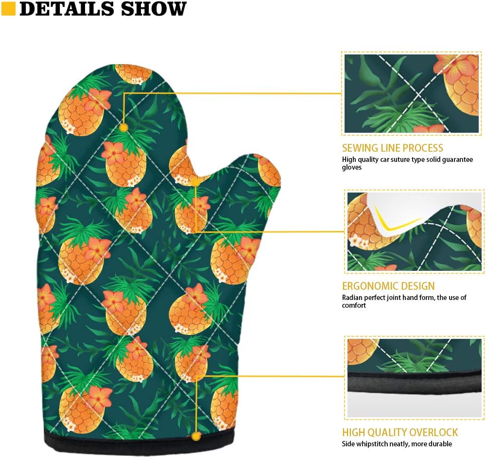 JEOCODY Boho Hippie Daisy Heat Resistant Pot Holders, Thickening Non-Slip Oven Mitts Kitchen Accessories