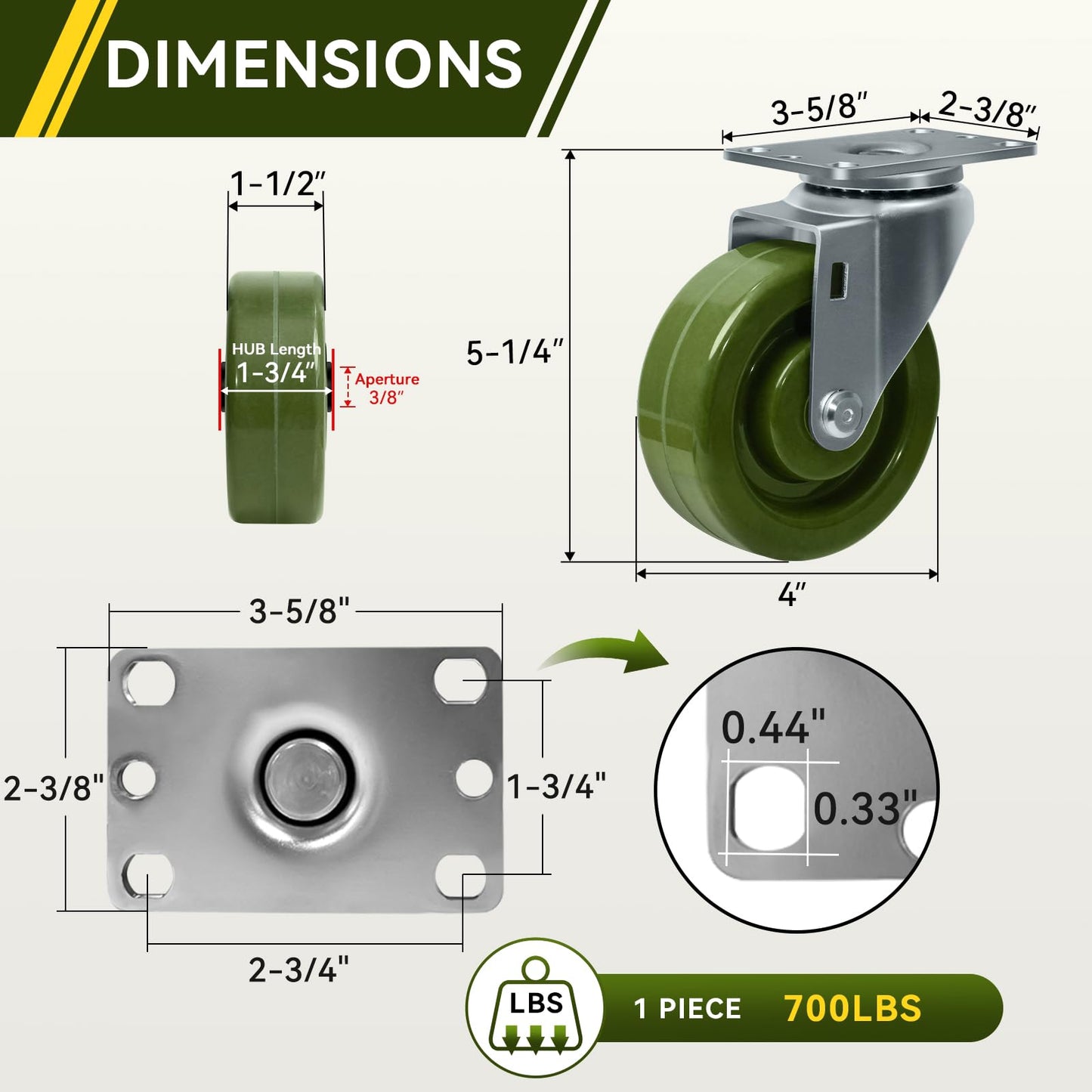 4 Inch High Temperature Casters Wheels, Oven-Safe Bakery Rack Casters, -20°F to 550°F, Heavy Duty 1400 lbs Capacity, Baking Essential (12 Swivel)
