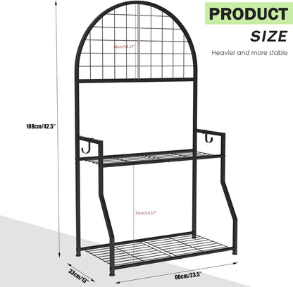 2 VGMiu Tier Plant Stand Indoor Outdoor, Metal Plant Display Stand Plants Shelf Rack for Multiple Plants, Black Flower