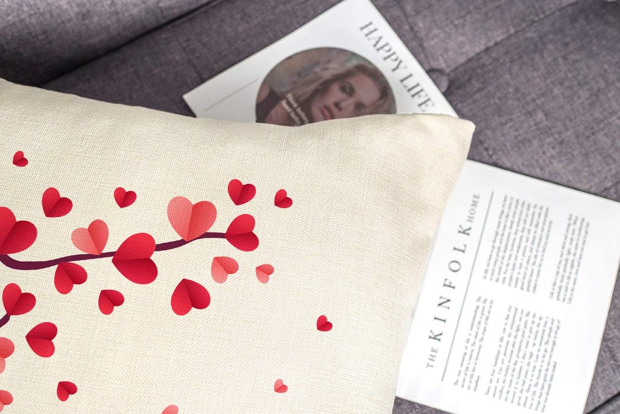 4TH Emotion Valentines Day Throw Pillow Covers, 18x18 Set of 4 Red Love Heart Cushion Cases for Home Decor