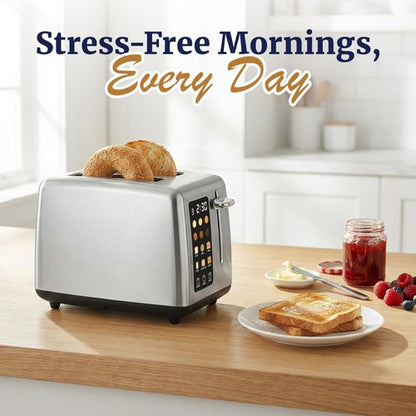 Elite Gourmet 2-Slice Toaster - Digital Countdown, Extra-Wide Slots for Bagels & Thick Bread, Stainless Steel
