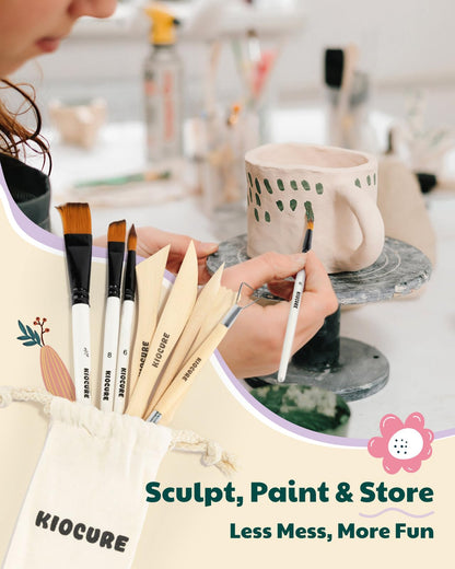 Kiocure Air Dry Clay for Adults, Pottery Tool Kit, DIY Kits for Adults with Air Dry Clay Paint & Varnish, Pottery for Beginners at Home