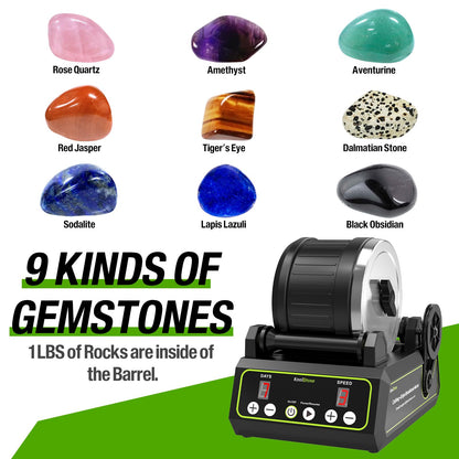 C1 Pro Brushless Rock Tumbler Kit - Professional Large 2.5LB Capacity, Up to 3X More Durable, Ultra Long Working Life Rotary Polisher with Full Accessories & Memory Function, Ideal for Adults