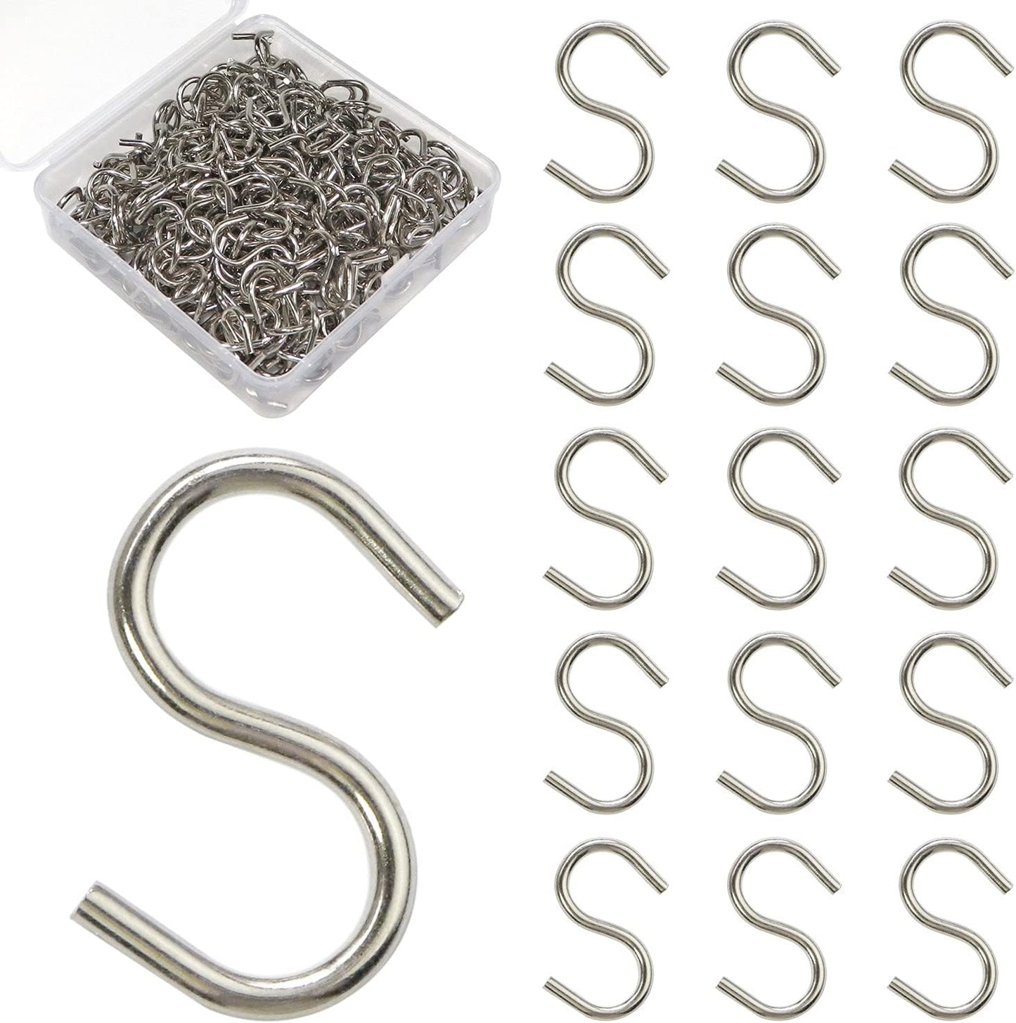 Millennial Essentials Mini S Hooks, 200pcs S Shaped Wire Hook Hangers for DIY Crafts, Jewelry, Key Chain