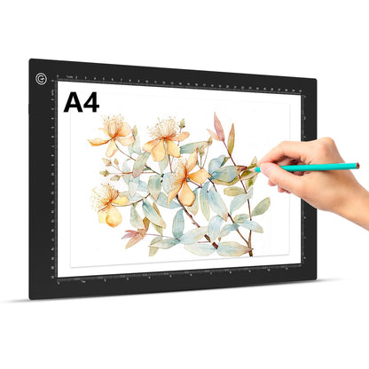 VALUCKY A4 Light Box for Tracing, Ultra-Thin LED Light Board, 3 Level Adjustable Brightness Drawing Light Pad for Artists, Drawing, Animation, Diamond Painting, Calligraphy