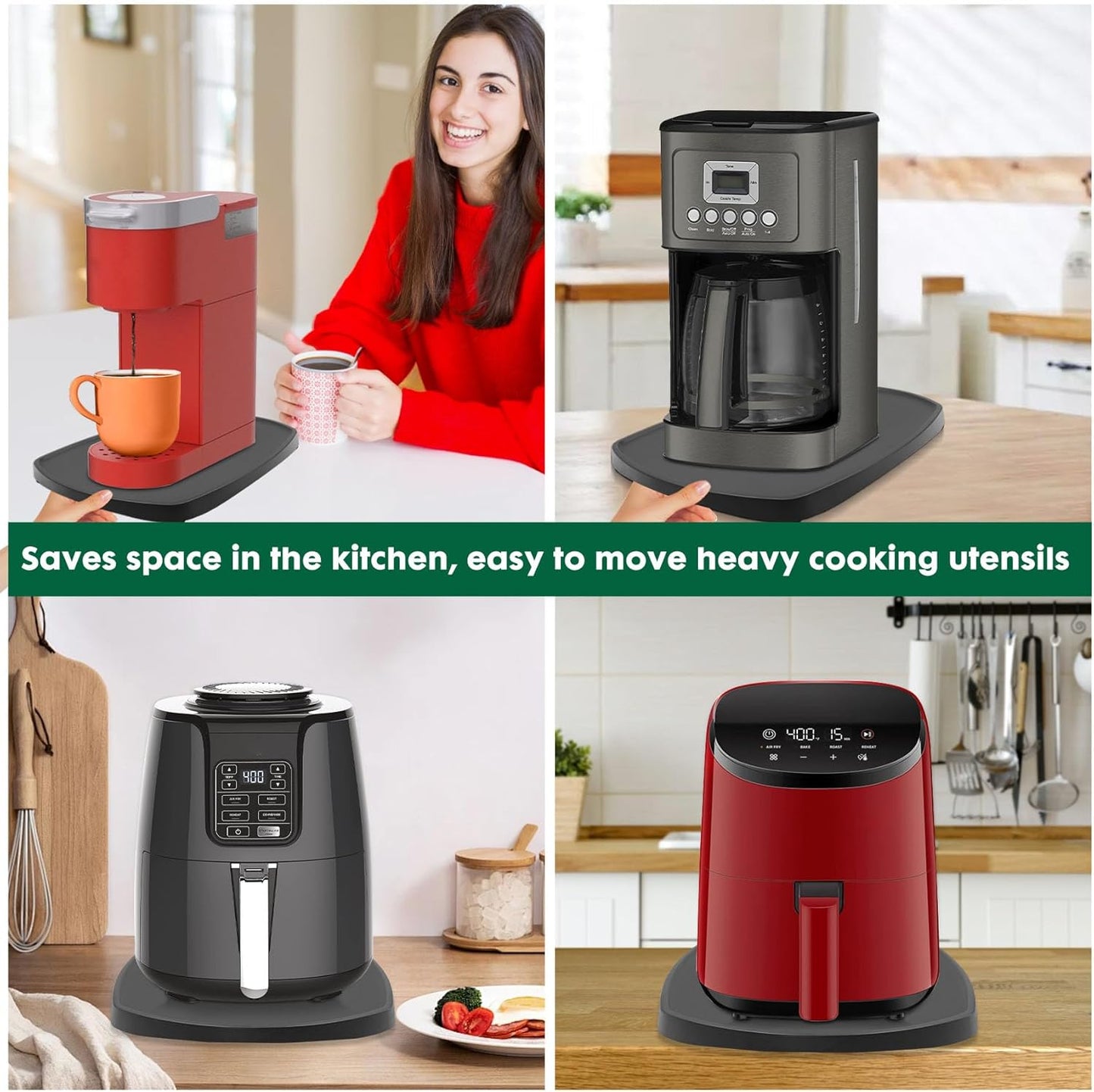 Appliances Slider Tray for Coffee Maker & Pot, Kitchen Small Appliances Sliding Mat Organizer for Keurig, Ninja
