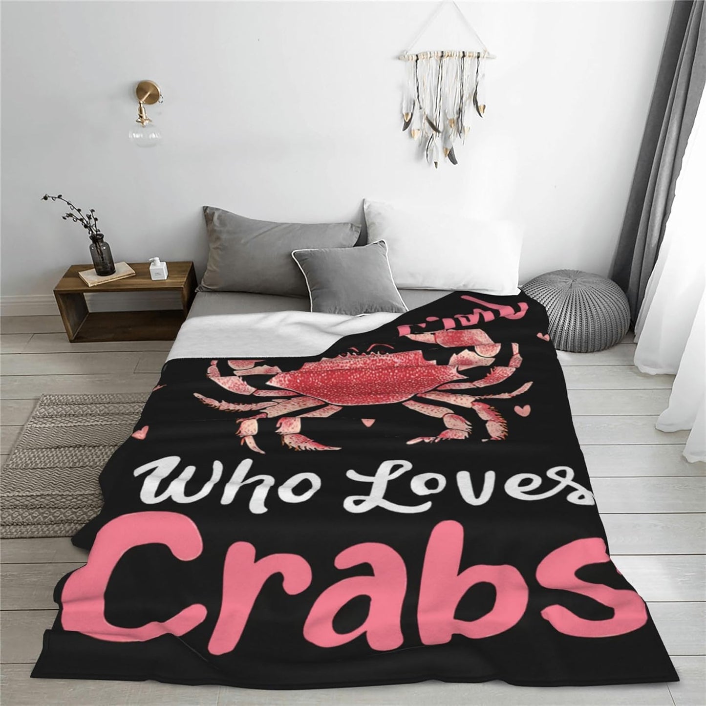 Cozy 40"X50" Crabs Blanket Just A Girl Who Love Crabs Fleece Throw Blanket Super Soft Warm Fuzzy Plush Crab Blanket