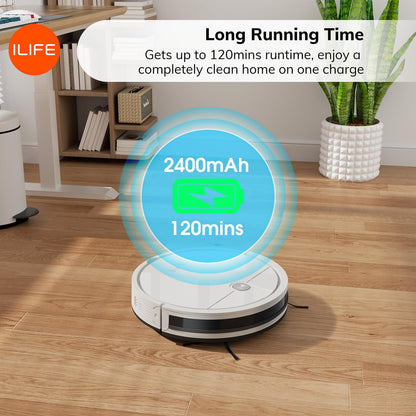 ILIFE A12 Pro Robot Vacuum and Mop Combo, Self Emptying Station for 60 Days, LiDAR Navigation, Home Mapping, No-Go Zones, 2.4G WiFi/App/Alexa/Remote Control, for Hard Floors, 110V