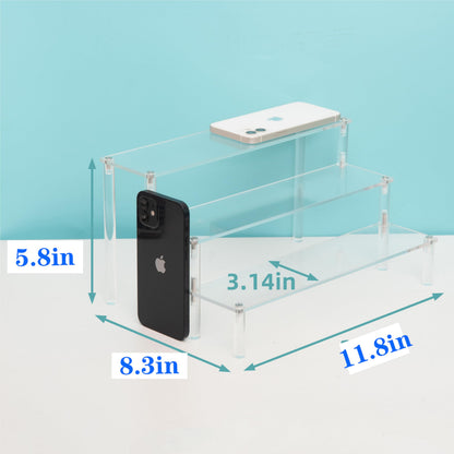 ihomecooker 3 Steps Clear Acrylic Display Riser Cupcake Stand Display for Decoration and Organizer