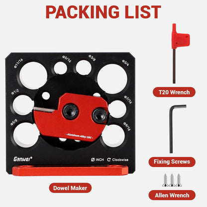 Dowel Maker Jig for Drill - 8 Size Adjustable Wood Dowel Cutter with Carbide Blade, Precision CNC Machined Aluminum Alloy Jig Tool for Woodworking, Fit 3/8" Drill (5/16''-3/4'' Inch & 8-20mm)