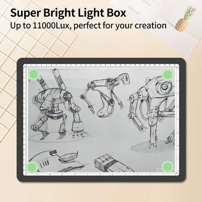 TOHETO A4 Light Board for Diamond Painting, Super Bright Magnetic Light Pad with Side Buttons, Lightbox for Tracing and Drawing, Corded Light Table for Sketching, Animation, Weeding Vinyl (Black)