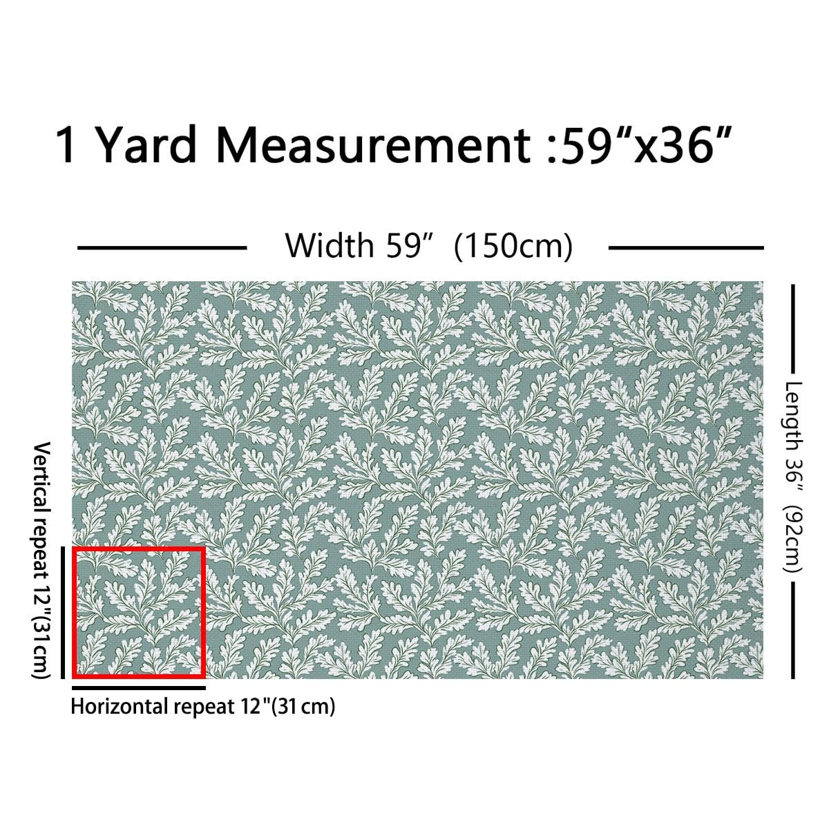 Botanical Leaves Fabric by The Yard,Vibrant Plant Soft Flannel Polyester Fabric,Country Rustic Style No Stretch Fabrics,Green White Crafts & Sewing Supplies DIY Fabrics,3 Yard Bolt,108" L x 59" W