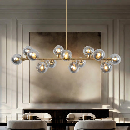 Lzawvm Linear Chandeliers Dining Room Gold Sputnik Chandelier 13-Lights Modern Glass Globe Chandelier 59 Inch 13 Lights Linear Dining Room Light Fixture