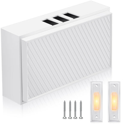 Saillong Wired Doorbell Chime with 2 Lighted Push Buttons, 16V 10VA Two Sounds Front and Rear Hardwire Door Bell Kit for Home Wall Inside, Compatible with Most Brand Doorbells(Black, White, Yellow)
